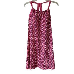 PrAna Quinn Racerback Tank Dress Active Outdoor Resort Abstract Print Pink Small